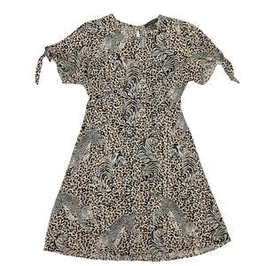 Primark Women's Short‎ Sleeve Fit & Flare Mini Leopard Print Dress Size 4